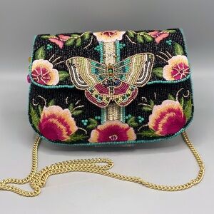 NWT Beaded Butterfly Mary Frances Clutch with Chain Strap